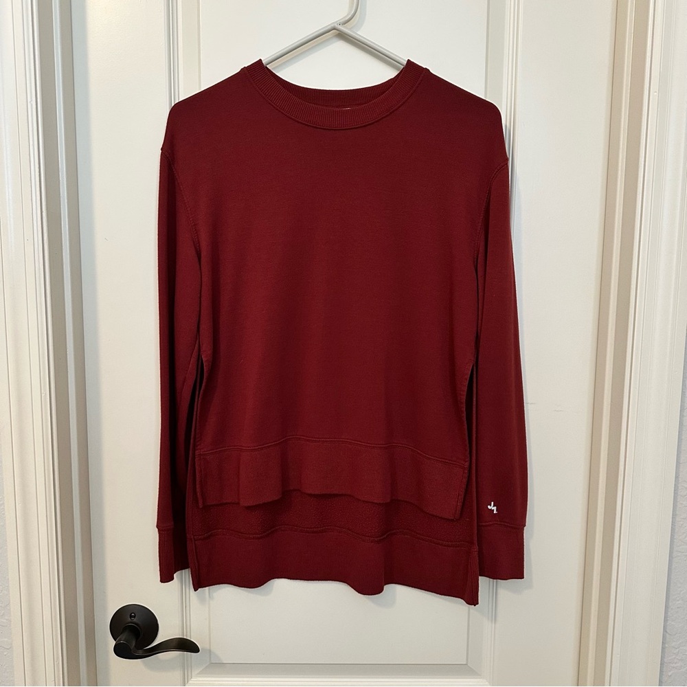 JoyLab Women’s Small Burgundy Long Sleeve Relaxed High‎ Low Shirt